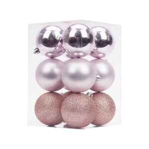 Σετ Χριστουγεννιάτικες μπάλες - 8cm - 12pcs - 326079 - Pink