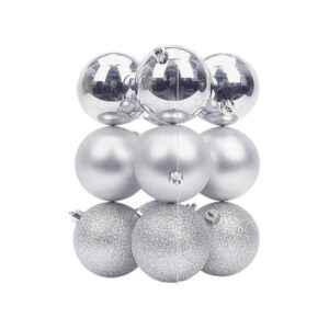 Σετ Χριστουγεννιάτικες μπάλες - 8cm - 12pcs - 326079 - Silver