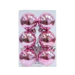 Σετ Χριστουγεννιάτικες μπάλες - 8cm - 6pcs - 326086 - Pink