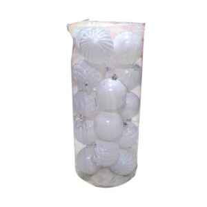 Σετ Χριστουγεννιάτικες μπάλες - 8cm - 24pcs - 326093 - White