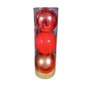 Σετ Χριστουγεννιάτικες μπάλες - 12cm - 3pcs - 326123 - Red