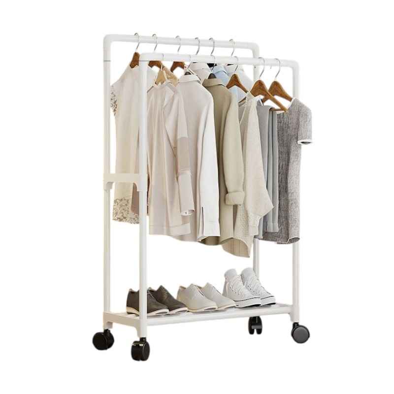 Τροχήλατη κρεμάστρα δαπέδου με ράφι παπουτσιών - YX9108-1 - 522770 - White