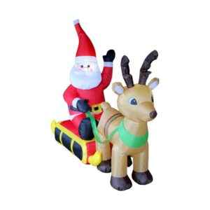 Φουσκωτός διακοσμητικός  Άγιος Βασίλης με έλκηθρο & τάρανδο με φωτισμό - 1.2m - 817247