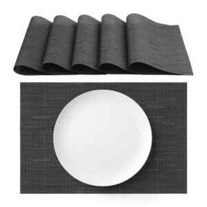 Πλενόμενα αμερικανικά σουπλά από PVC Ανθρακί 30x45εκ 6 τεμάχια