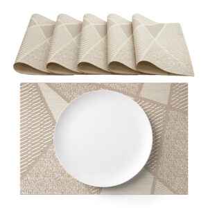 Πλενόμενα αμερικάνικα σουπλά από PVC Μπεζ 30x45εκ 6 τεμάχια