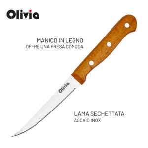 Μαχαίρι μπριζόλας με οδοντωτή λεπίδα 22x1,7cm από ανοξείδωτο ατσάλι με λαβή από ξύλο οξιάς