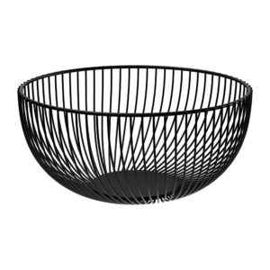 Μοντέρνο καλάθι φρούτων από βαμμένο μαύρο ατσάλι 25x13cm