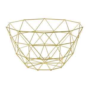 Μοντέρνο καλάθι φρούτων από βαμμένο χάλυβα σε χρυσό χρώμα 26x14cm