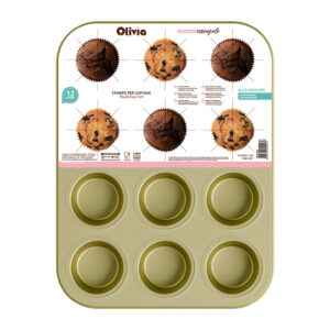 Φόρμα για cupcake και muffin 12 θέσεων αντικολλητική 35x26,5x2,7εκ χάλυβας άνθρακα 12 τεμάχια
