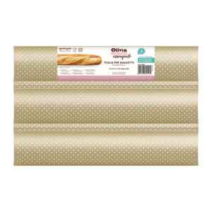 Ταψί για μπαγκέτες 3 θέσεων 24,5x38,5x2,5εκ αντικολλητικό διάτρητο από ανθρακούχο χάλυβα