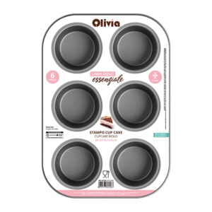 Φόρμα για cupcakes 6 θέσεων 26,5x18,5x3cm αντικολλητική από βαμμένο ατσάλι