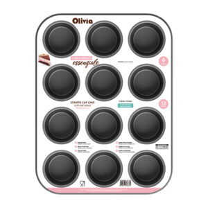 Φόρμα για cupcake και muffin 12 θέσεων 35x26x3cm αντικολλητική από βαμμένο ατσάλι