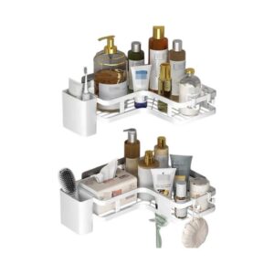 Σετ επιτοίχια γωνιακά ράφια μπάνιου - 5pcs - 2152-1 - 170134 - White