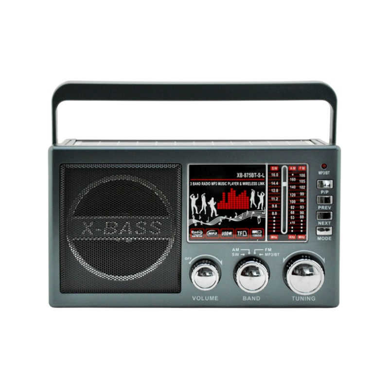 Επαναφορτιζόμενο ραδιόφωνο με ηλιακό πάνελ - XB-873BT-S - 219211 - Grey