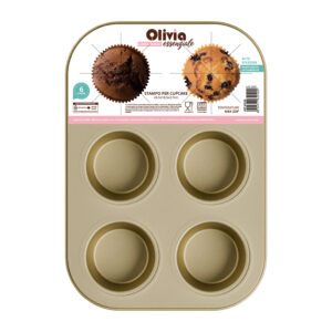 Φόρμα για cupcakes 6 θέσεων 26,5x18,5x2,7εκ αντικολλητική από ανθρακούχο ατσάλι 3 τεμάχια