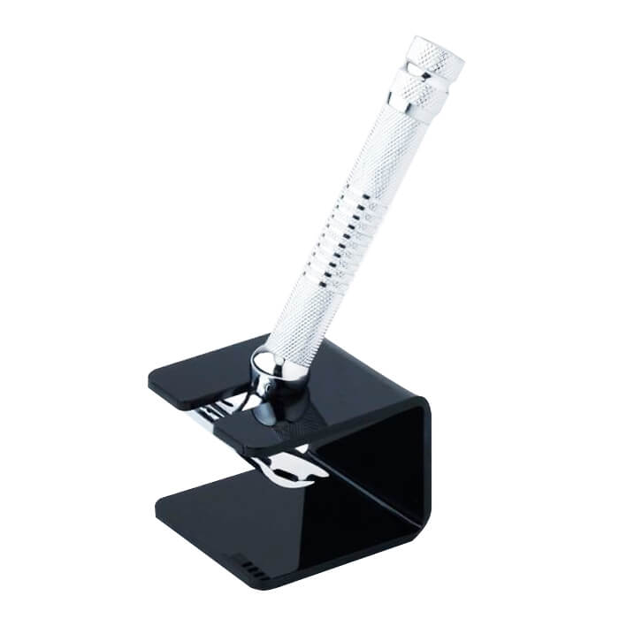 Pearl Shaving stand for safety razor the cube in acrilico nero lucido