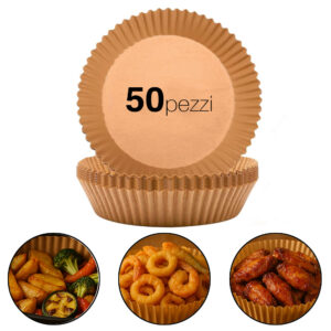 Χαρτί φούρνου για φριτέζα αέρος και φούρνο μικροκυμάτων 50 τεμάχια διάμετρος 20cmx4,5cm