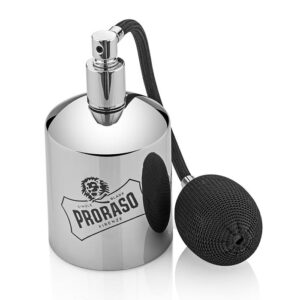 Proraso vaporizzatore in metallo cromato e vetro con pompa spray