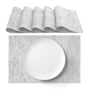 Πλενόμενα αμερικανικά σουπλά από λευκό γκρι PVC 30x45εκ 6 τεμάχια