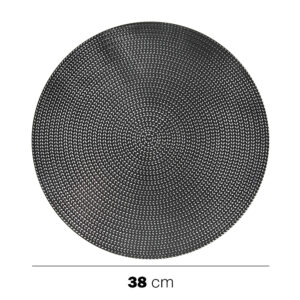 Στρογγυλά πλεκτά σουπλά 38εκ σε μαύρο PP 6 τεμάχια