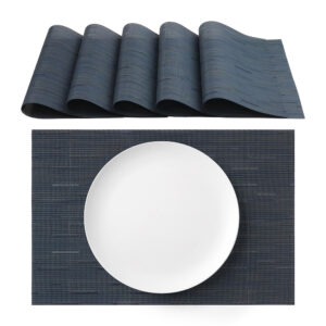 Πλενόμενα αμερικανικά σουπλά από PVC Μπλε Ναυτικό 30x45εκ 6 τεμάχια