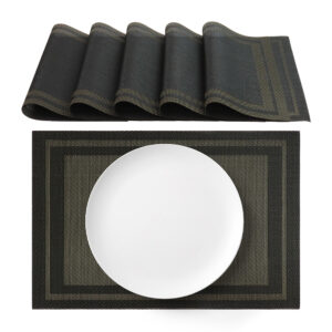 Πλενόμενα αμερικανικά σουπλά από PVC Μαύρο Γραφίτη 30x45εκ 6 τεμάχια