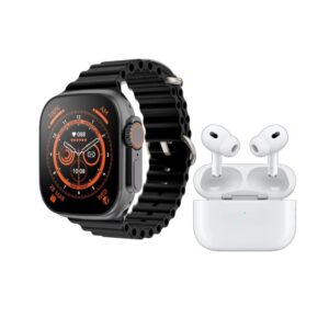 Σετ Smartwatch με ασύρματα ακουστικά Bluetooth & 7 λουράκια - T1000 UItra Max - 814123 - Black
