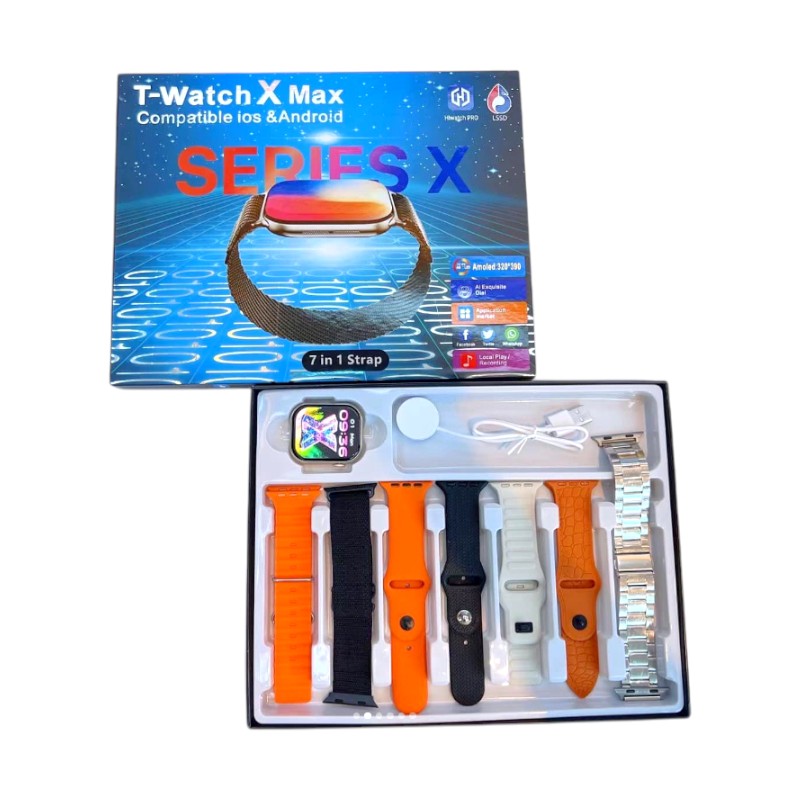 Σετ Smartwatch με 7 λουράκια - T-Watch X Max - 814178