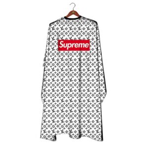 The Shave Factory barber cape supreme black white