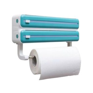 Wall-mounted kitchen roll holder with 2 compartments-cutters for cling film & aluminum foil - 6811 - 170127 - Green