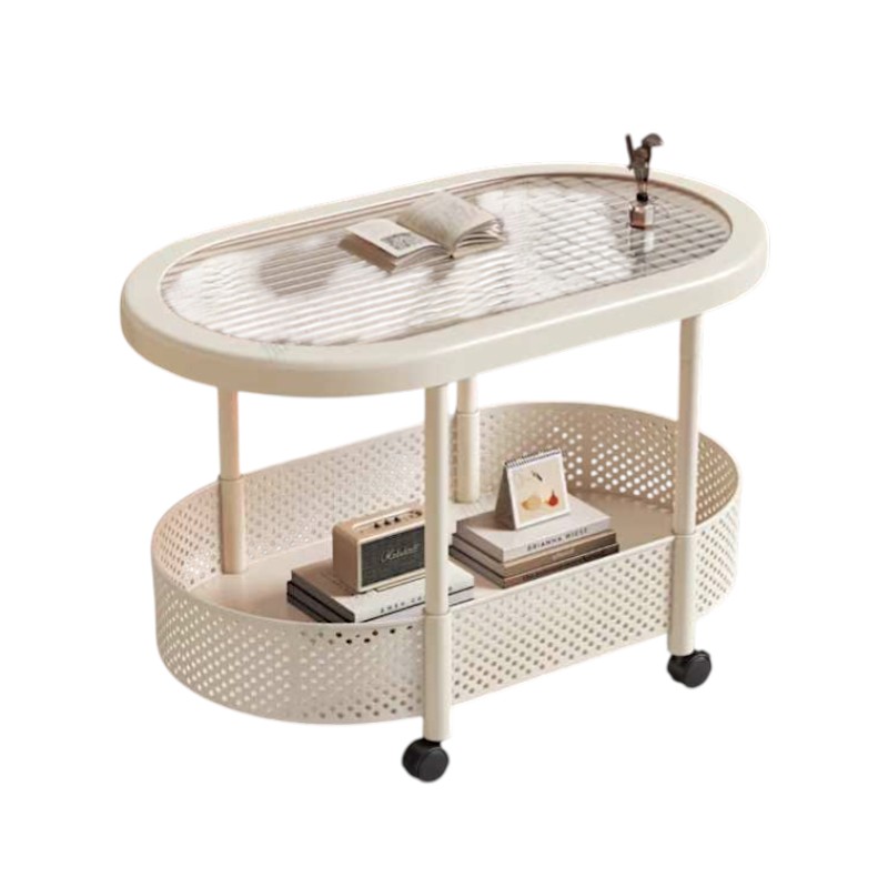 Two-tier wheeled auxiliary living room table - 10713 - 282173 - White