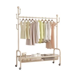 Wheeled floor hanger with shelf - 100cm - 12005 - 282234 - White