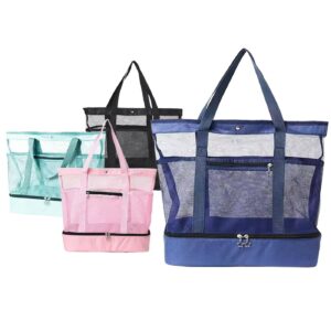 Mesh Beach Bag with Insulated Compartment 52x43x21cm SummerTiempo 623341
