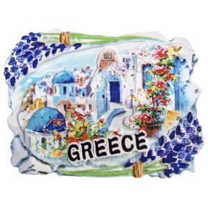 Ceramic Magnet Greek Village Flowers 7.5x5cm SummerTiempo 623342