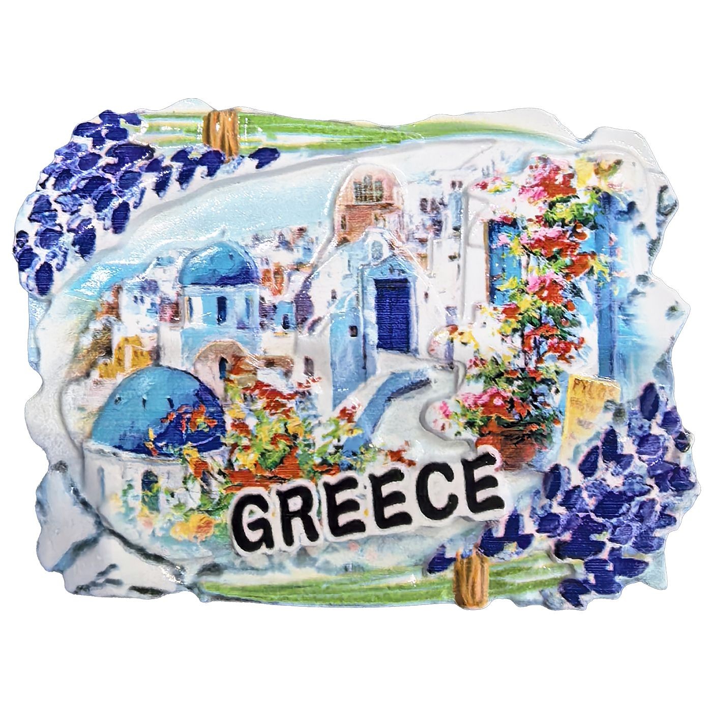 Ceramic Magnet Greek Village Flowers 7.5x5cm SummerTiempo 623342