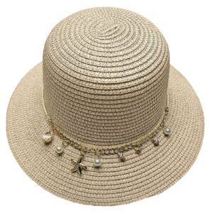 Straw Hat with Shells, Starfish ø33cm SummerTiempo 623345