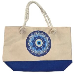 Jute Beach Bag with Eye 54x37x15cm SummerTiempo 623365
