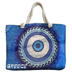 Beach Bag with Eye Design Greece 56x37x17cm SummerTiempo 623370