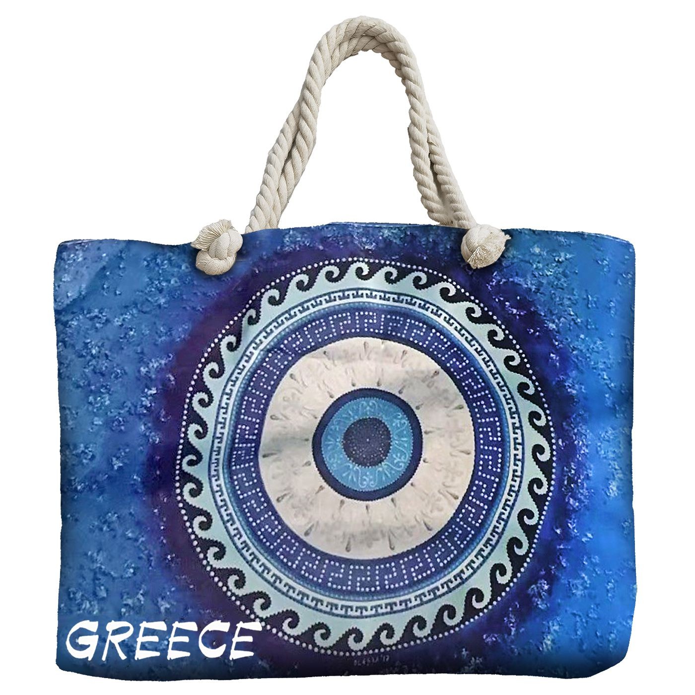 Beach Bag with Eye Design Greece 56x37x17cm SummerTiempo 623370