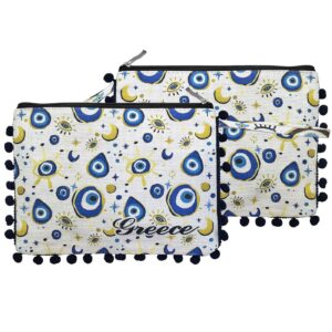Toiletry Bag with Pom Pom, Evil Eyes 28x21cm SummerTiempo 623378