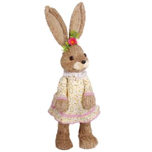 Standing Straw Bunny with Yellow Dress 63x21x18cm Bunny's 932299