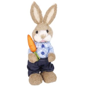 Standing Straw Blue - Blue Rabbit Holding Carrot 23x8x8cm Bunny's 932302