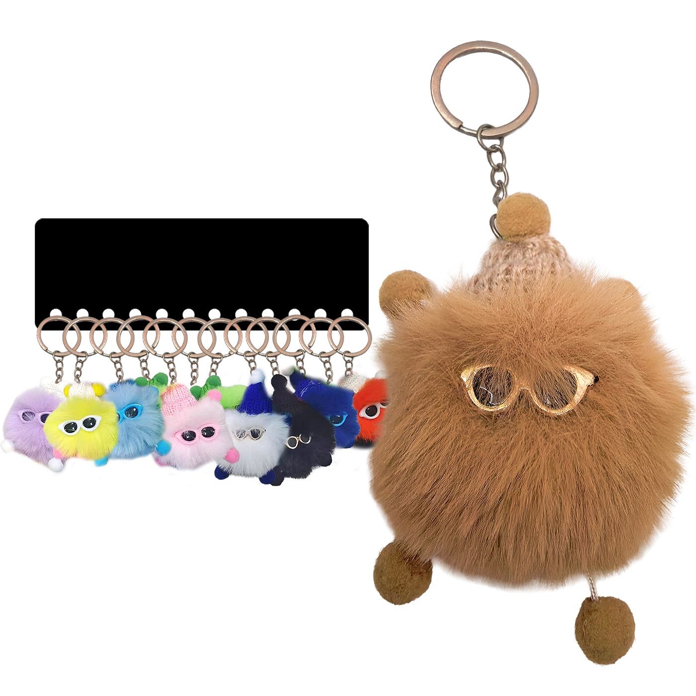 Fluffy pom pom keychain 10x ø7cm ToyMarkt 99553