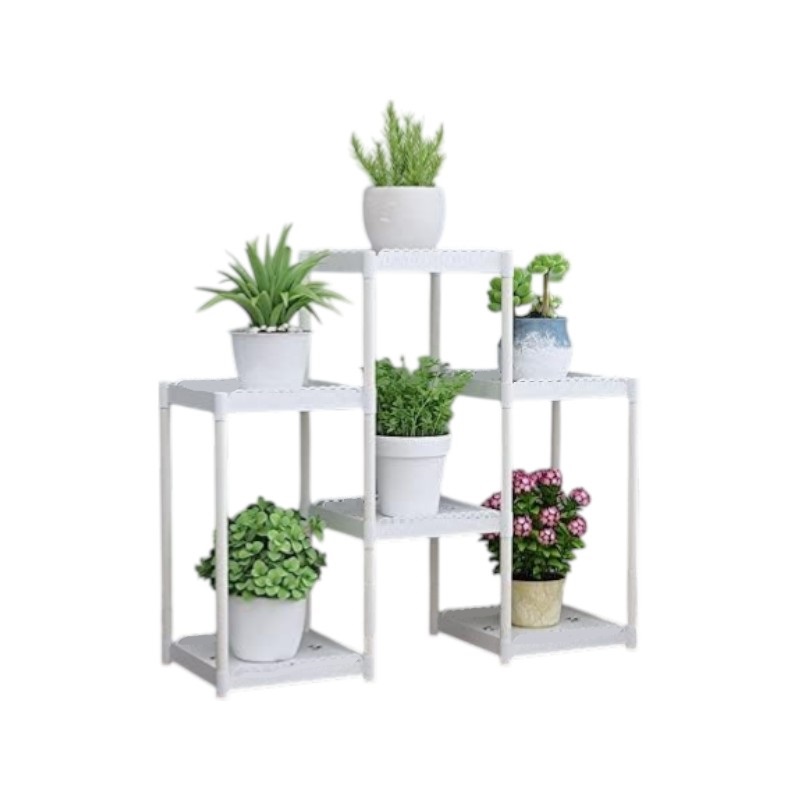 Decorative floor shelf with 6 shelves - YH9628-1B - 114111 - White