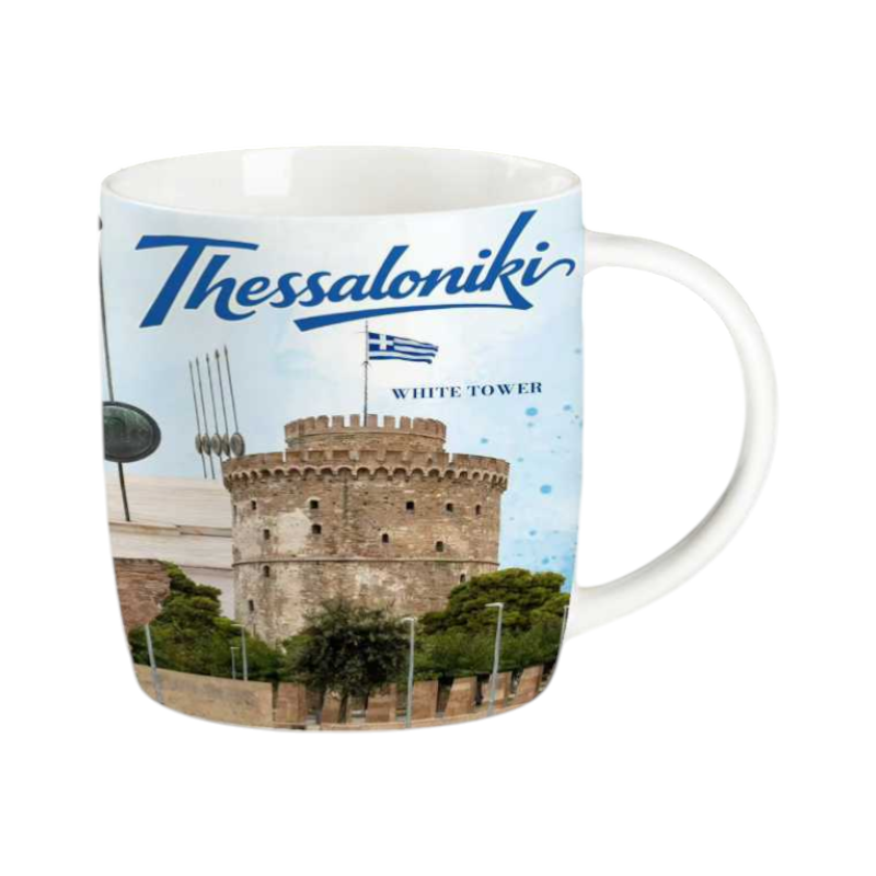 Ceramic Souvenir Mug Set with Spoon - Thessaloniki - 241116