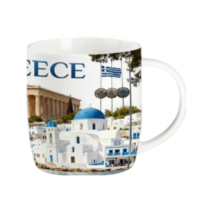 Ceramic Souvenir Mug Set with Spoon - Greece - 241130