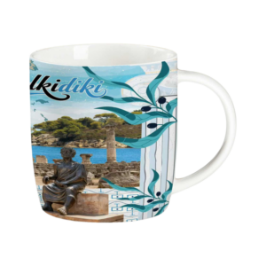 Ceramic Souvenir Mug Set with Spoon - Chalkidiki - 241147