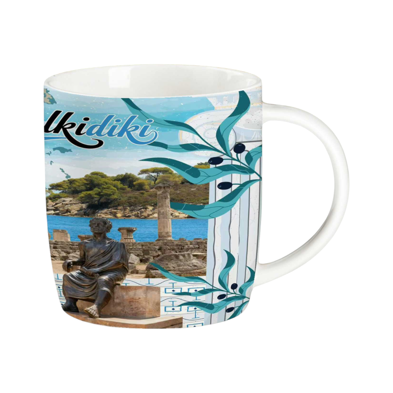 Ceramic Souvenir Mug Set with Spoon - Chalkidiki - 241147