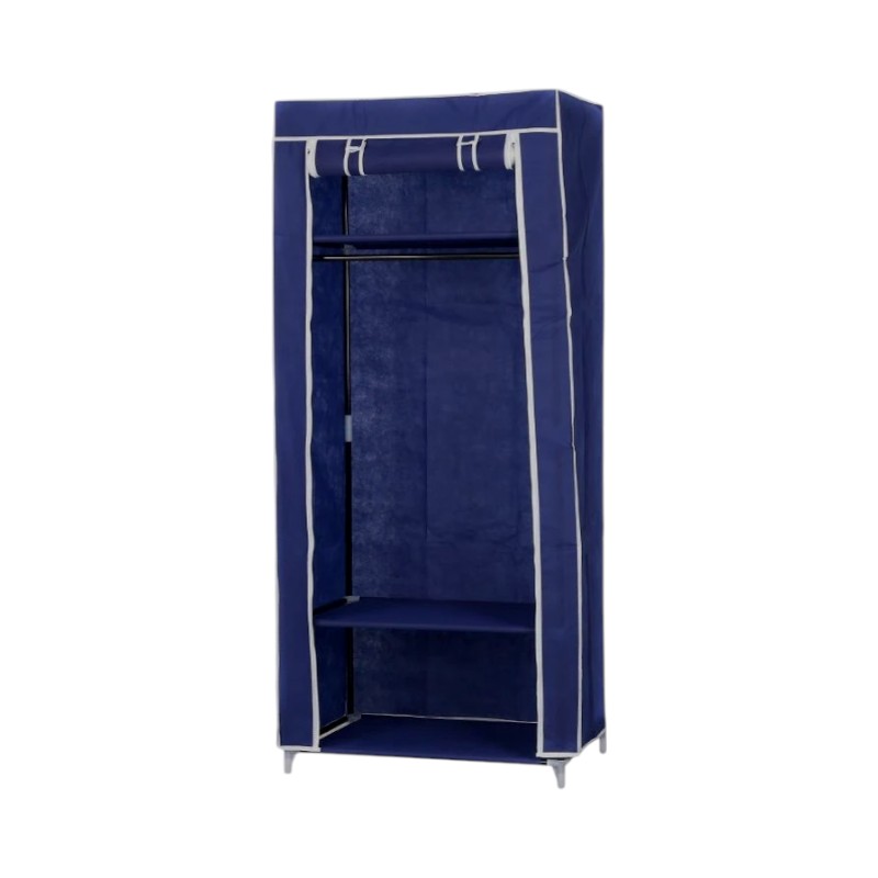 Fabric clothes wardrobe with shelves - 8875 - 521711 - Blue