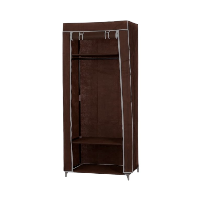 Fabric clothes wardrobe with shelves - 8875 - 521711 - Brown